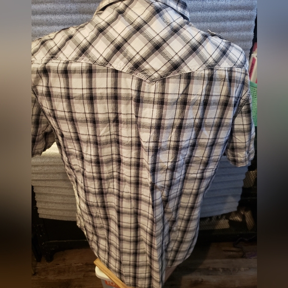 Ask Premium Jeans Men's Xl Short Sleeve Button-down Fitted Shirt.  FF94 - Picture 2 of 4